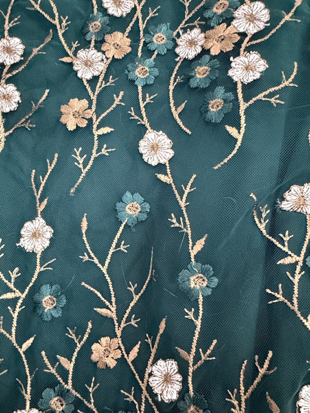 Baltic Born Arabella Embroidered Tulle Maxi Dress Size XL Dark Green and Gold - Picture 4 of 13